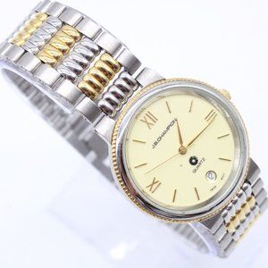 J.B Champion Watch Mens Silver Tone Stainless Steel Beige Dial Swiss Movt